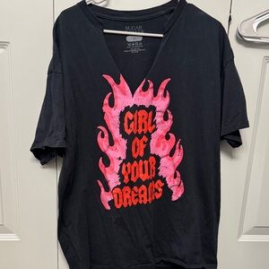 Sugar Flower Black Tee with Graphic Print